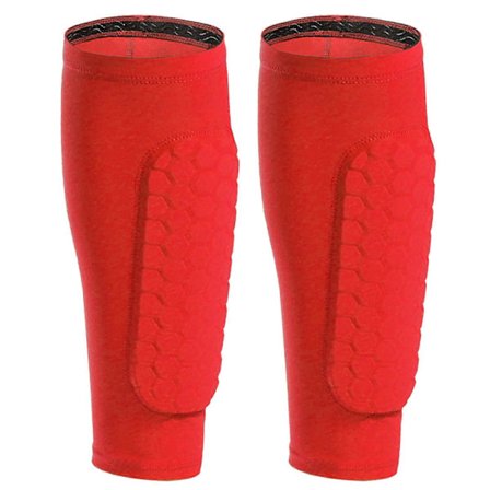 Fodbold Benskinner til Børn Unge Voksne, Lægkompressionsærme med Pude, Støtte til Skinnebensbetændelse Baseball Rød XL