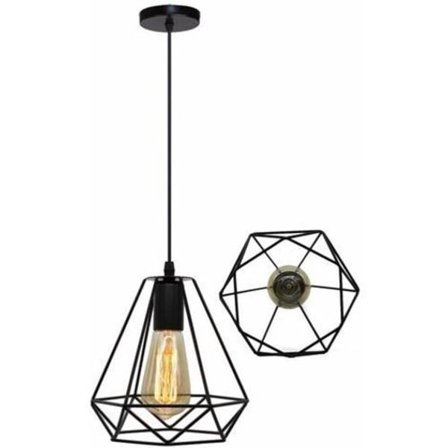 Industriel Pendel Lysekrone Bur Geometri Nest Vintage Stil, Metal Loftlampe Loftlampe Belysning, Sort