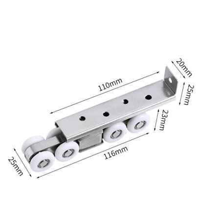 Skydedørs hjul skinneskinne komplet sæt 4 4