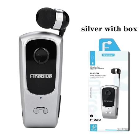 Fineblue F920 Trådløse Øretelefoner Bluetooth Headset Ører i Lotus med Trådklips Øretelefoner Håndfri Ørepropper Indtrækkelig Hovedtelefon silver with