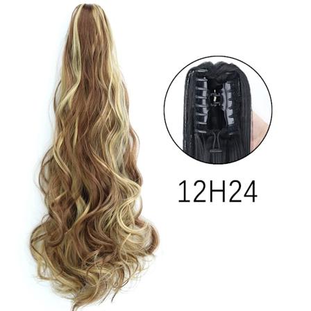Syntetisk Lång Raka Claw Clip På Ponytail Hår Förlängningar 24Inch Värme Resistent Pony Sväng Hårstycke För Kvinnor Dagligt Parten W-12H24 24inches-