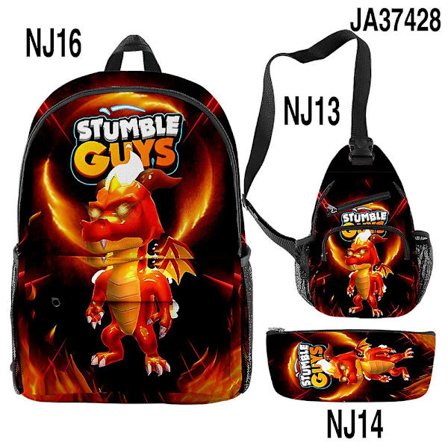 Stumble Guys Ryggsäck Pencil Bag Satchel Tredelad Set style 15