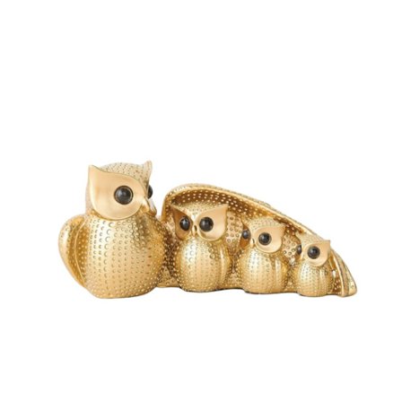 Ugle statue hylledekor aksenter, gull ugle figurer hjem dekorasjoner for stue, små dyre dekor for hylle bord TV-stativ moderne kontor dekor