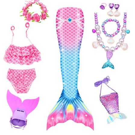 9-delt havfrue-badedrakt prinsesse bikinisett monofin badetøy MY10 MY10