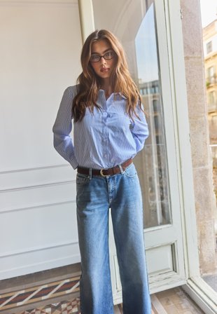 BUBBLEROOM - Cotton Shirt - Blue/Striped