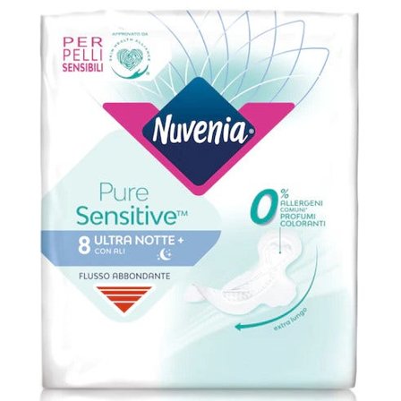 Nuvenia Pure Sensitive Assorbenti Ultra Notte 8 Pezzi