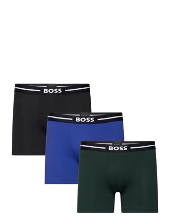 Boxerbr 3P Bold Boksershorts Marineblå BOSS*Betinget Tilbud