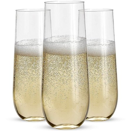 24 Stemløse Plastik Champagnefløjter - 9 Plastik Champagne Glas Klar Ubrækkelige Skål Glas-b (FMY)