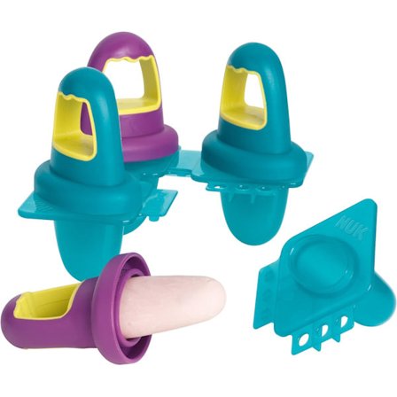 NUK Fresh Foods Baby Ice Lolly Moulds | 4 Lättgrepp Mini Ice Lollies | Perfekt för tandsprickning | 6+ månader | BPA-fri