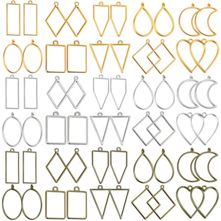 Åpne rammer for harpiks, 60 stk hule ramme anheng harpiks håndverk rammer smykkeformer for halskjeder øredobber