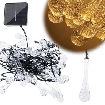 LED Lyslenke Istapper - Solcelle - 6.5m Varmhvit