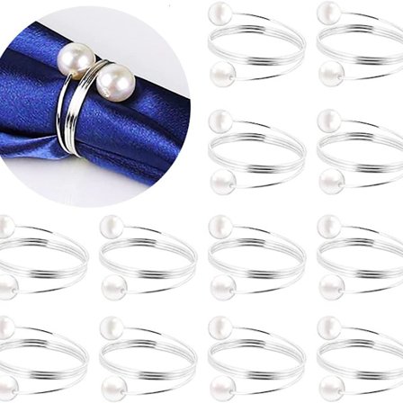 Pärlemor servettringar för middagsbjudning 12 st