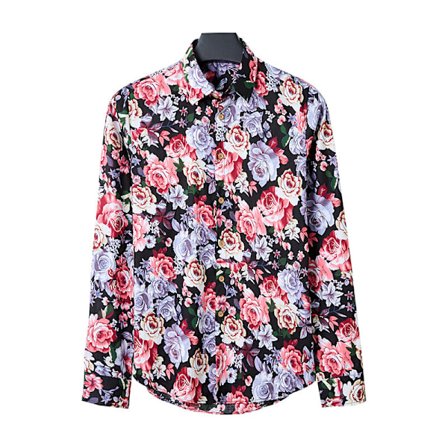 Herr Hawaiian Button Down blommönstrad skjorta