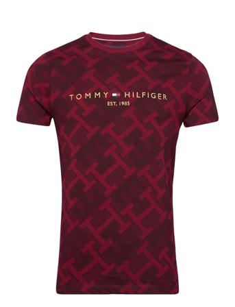 Aop Monogram Tommy Logo Tee T-shirt Rød Tommy Hilfiger
