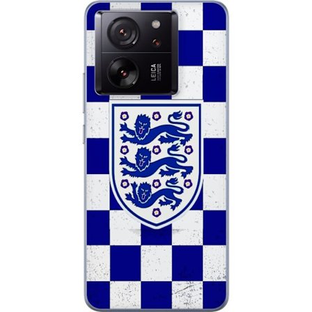 Kompatibel Mobilcover til Xiaomi Xiaomi 13T Grafisk skakternet mønster i blåt og hvidt med et klassisk heraldisk emblem, retro-inspireret sport- og