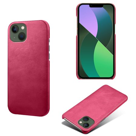Fodral för iPhone iPhone 15 Rosröd lädertextur Kalvskinn