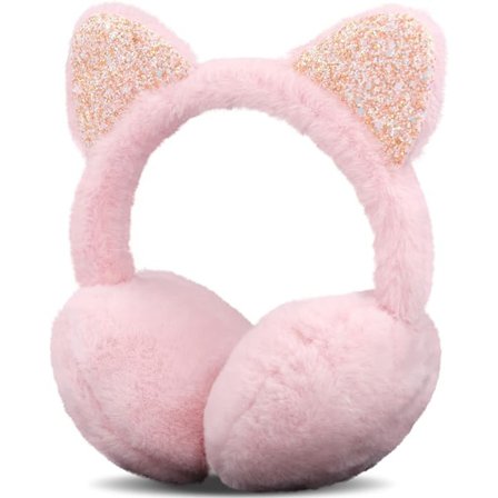 Ørevarmere (Pink) Pige Bløde Plys Ørevarmere til Børn Justerbare E