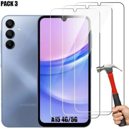 Hærdet glas til Samsung Galaxy A15 5G-4G - Nem installation Anti-ridse pakke med 3 Transparent