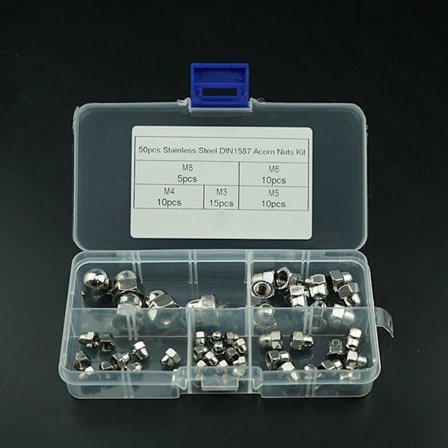 50 stk. sekskantet eikenøtt-hette-muttersett Uvntråd Boltdeksel Cap Kuppel