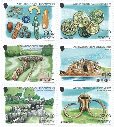 Jersey - Arkæologiske opdagelser - Postfrisk sæt 6v