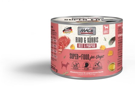 Mac's Super Food for Dogs Storfe og Gresskar Våtfôr 400g