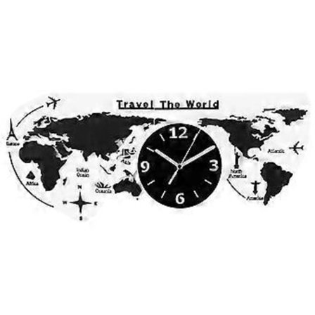 1 Sett Akryl Veggklokke Kreativ Verdenskart Vegghengende Klokke for Kontor Hjem