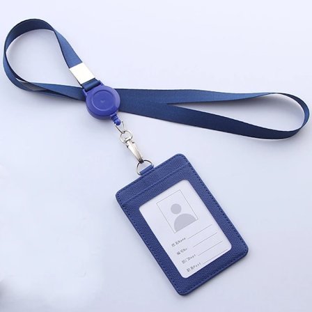 Infällbara nyckelband ID-bricka Hållare Läder Bank Bus Pass Case Cover Män Dam Bank Kreditkortshållare Rem Korthållare