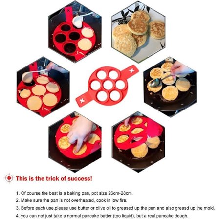 *Pannekakeformer Silikonkakeform Oppvaskmaskin Trygg 7 Sirkler (Rød)*