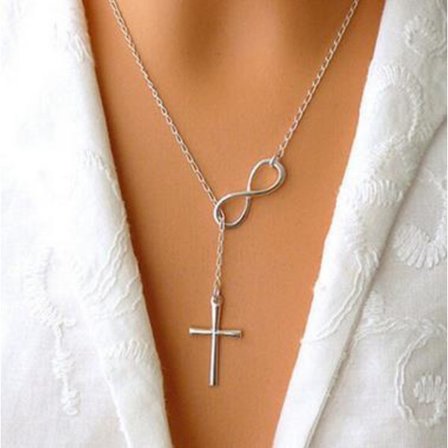 Dammode Smycken Silverpläterat Infinity Cross Halsband, 1 st