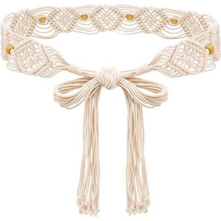 (hvid)Boho flettet bælte til kvinder Boheme vævede bælter til kjole