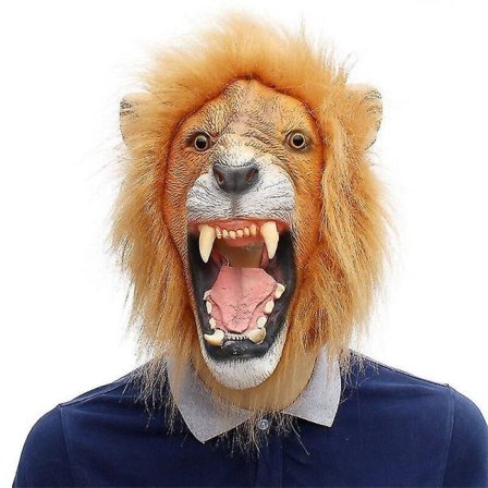 IC Halloween Cosplay Kostym Bar Party Roliga Djur Lejon Mask Latex Hela Huvudet Rekvisita