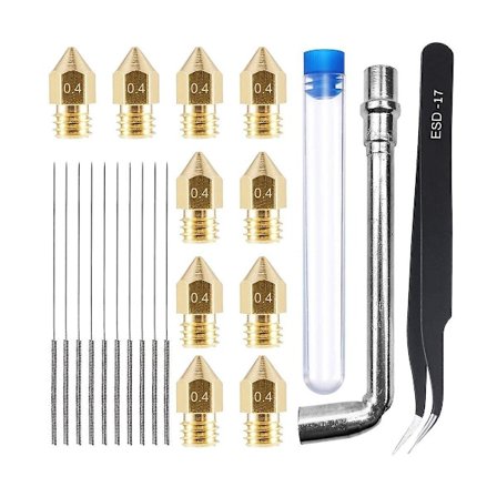 23-delad 3D-skrivarmunstyckesats med 10 st Mk8 0,4 mm 3D-skrivarmunstycken i mässing för 3D-skrivare