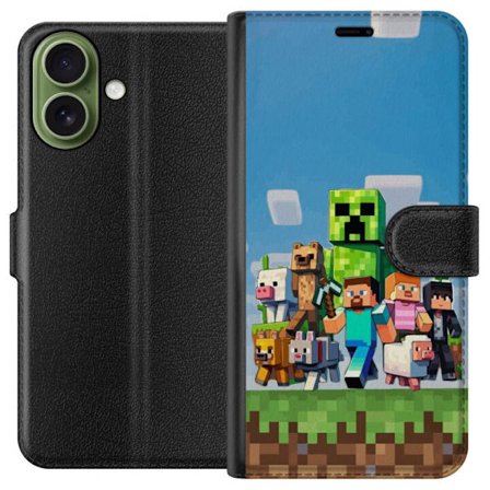 Kompatibelt Lommeboketui til Apple iPhone 17 Minecraft figurer og dyr fargerike blokkverden eventyrbilde perfekt for barn og spillere