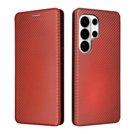 Mobilskal till Samsung Galaxy S26 Ultra Kolfiber Textur Konstläder Brun