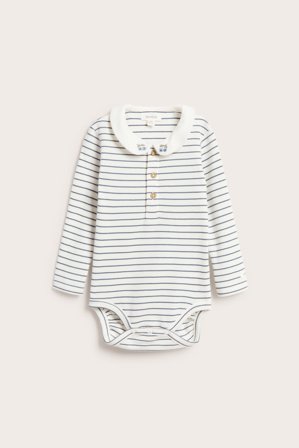 Newbie | Ribbet body med krage Offwhite 80 | Offwhite