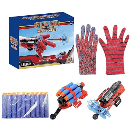 Spider-Man hansker med nettkaster for barn, skyter plast
