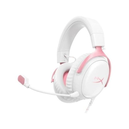 HyperX Cloud III Gaminghörlurar USB Vit/Rosa