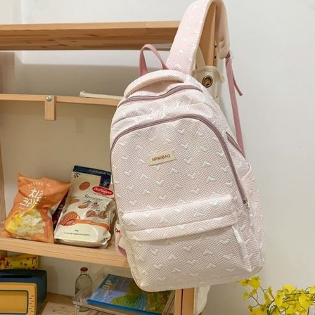 Student skolesekk all-match ryggsekk stor kapasitet college ryggsekk liten frisk design enkel videregående vanntett skolesekk jente-rosa