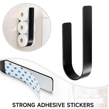 OBOSOE1 / 2-pakning Veggmontert Toalettpapirholder – Svart Metall, Selvklebende & Plassbesparende_OF