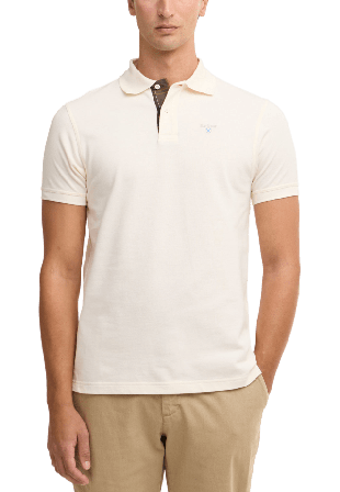 Barbour Tartan Pique Polo T-shirts Herr Vit L