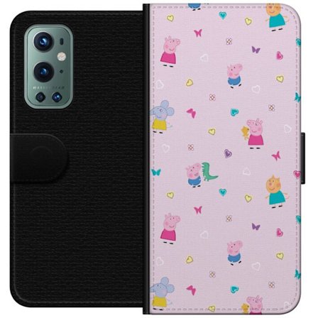 Yhteensopiva Lompakkokotelo OnePlus 9 Pro Äiti Porsas vauvan rakastava Peppa Pig -kuvitus pehmeissä väreissä lapsiaiheisiin