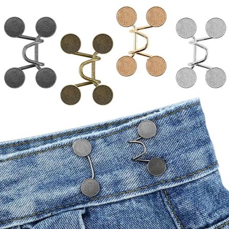 [CA] 4 sett jeans midjejusterere, ingen søm kreves, avtakbare bukseknapper, jeans midjespenne, jeans strammespenne for midjejustering