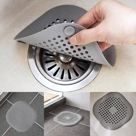 1 stk. Grå Hårfanger Hårstopper Vask Sil Filter Dusjavløpsdeksler for Baderom Badekar og Kjøkken