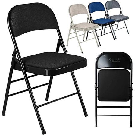 Fällbara Stolar med Vadderade Tygsäten, Metallram, Fällbar Stol Hem Kontor Matplats, Flerfunktions Inomhus & Utomhus