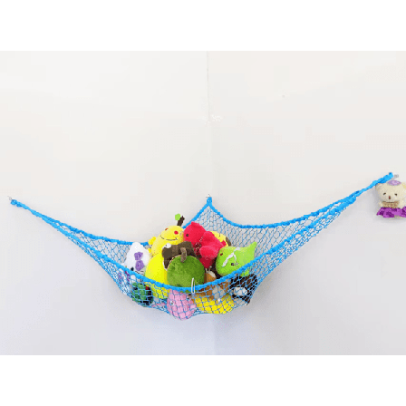 Hengekøye for kosedyr, hengekøye med leker i nettlomme, 2,5 cm stort nett for oppbevaring av leker i hengekøye