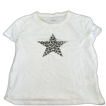 Vit t-shirt med leopardstjärna