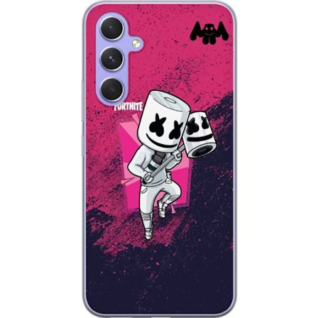 Yhteensopiva Puhelinkuori Samsung Galaxy A54 Fortnite Marshmello hahmo valkea puku vaaleanpunainen taustakuva Fortnite DJ pelisuunnittelu suosittu tyy