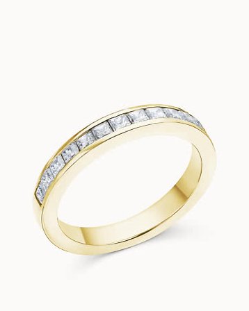 Eternity Ring Nellie Grande Princess-cut Natural Diamonds 18K Yellow Gold