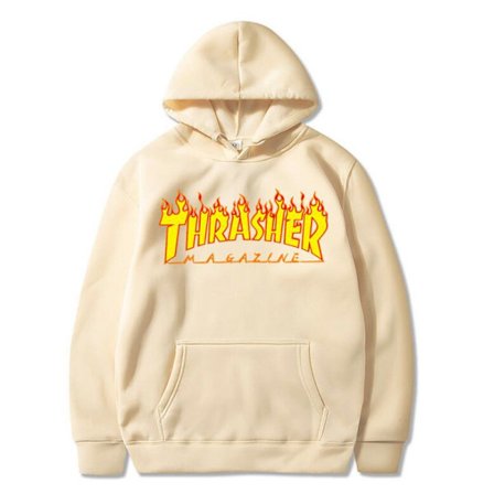 Hættetrøje med bogstavprint, fleece pullover sweatshirt - Khaki - Størrelse 2XL