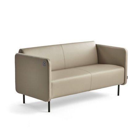 Sofa CLEAR med USB-stik, kunstlæder, taupe